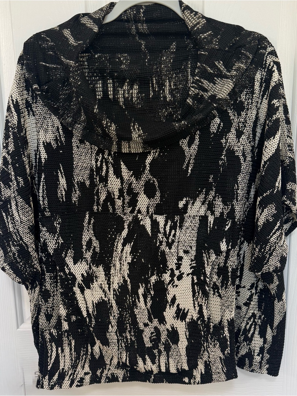 Women's Black & Cream Knit Cowl Neckline Sheer Top